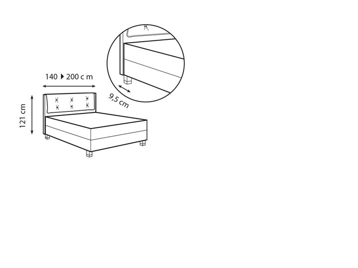 technische Skizze Treca Boxpringbett Kopfteil Cosy