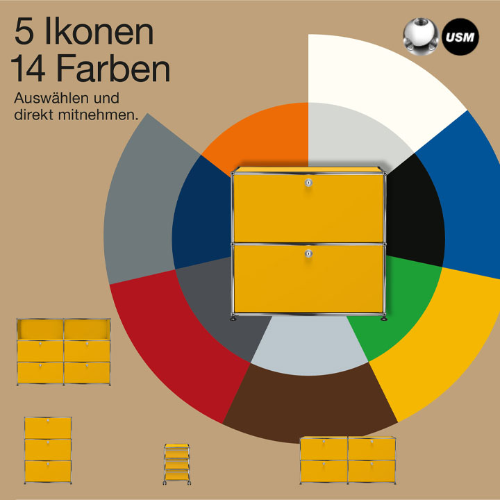 USM Haller – 5 Ikonen, 14 Farben