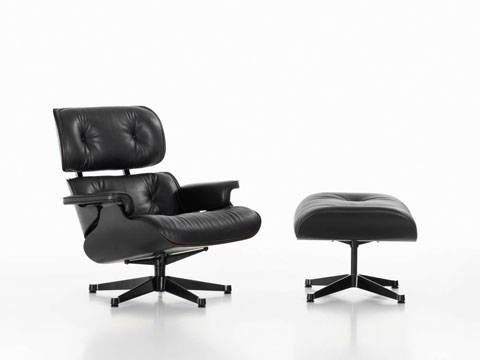 Lounge Chair groß & Ottoman black
